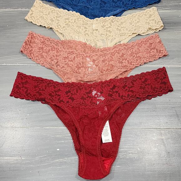 Hanky Panky Thongs Signature Low-Rise Stretch Lace Thongs 5 Pair OS Style 4911 - Picture 4 of 9